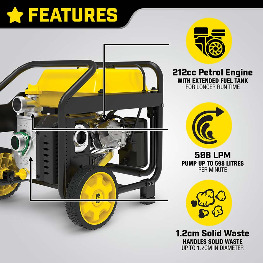 Champion 5cm Clean/Dirty Water Pump with Hose Kit