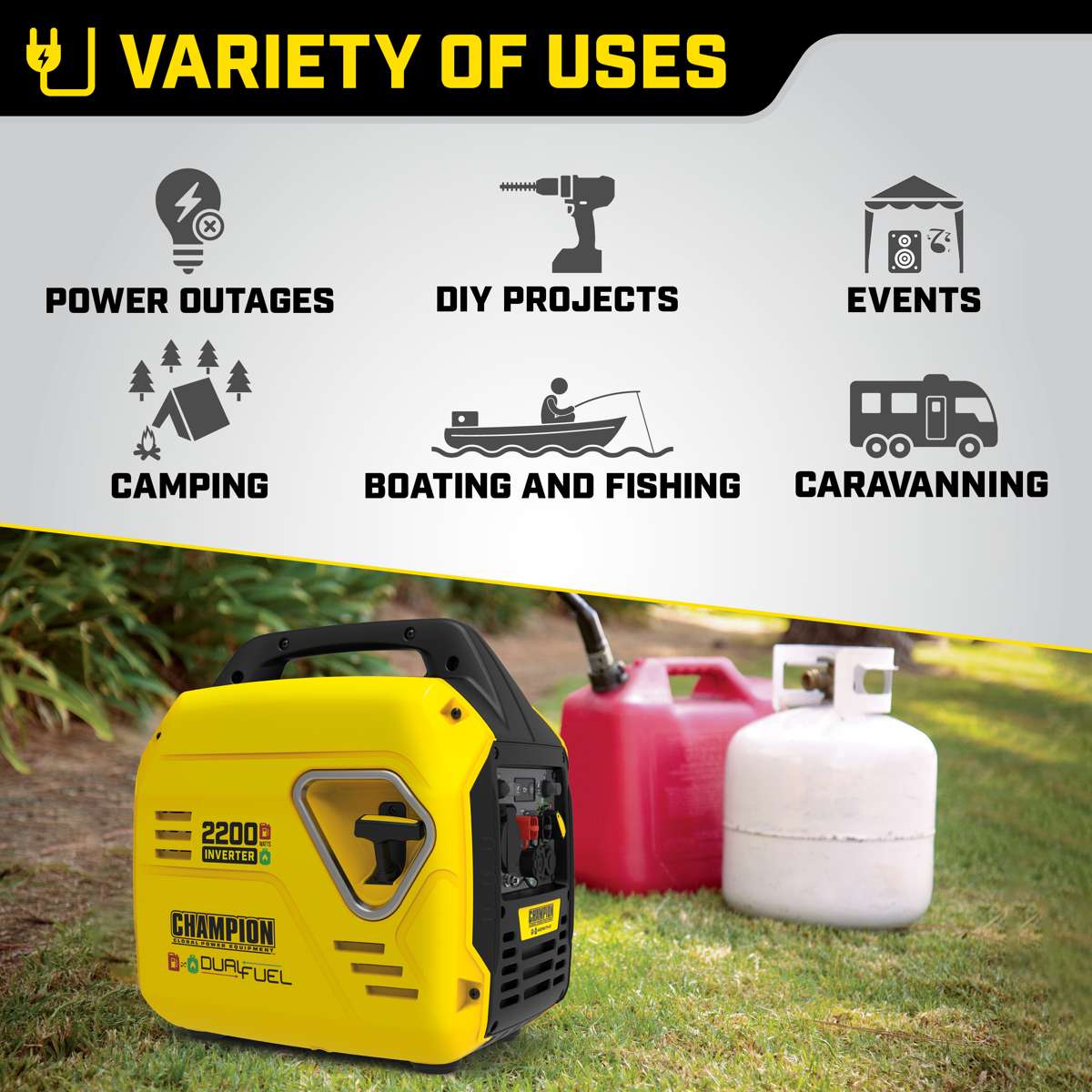 Champion 2200 Watt LPG Dual Fuel Inverter Generator