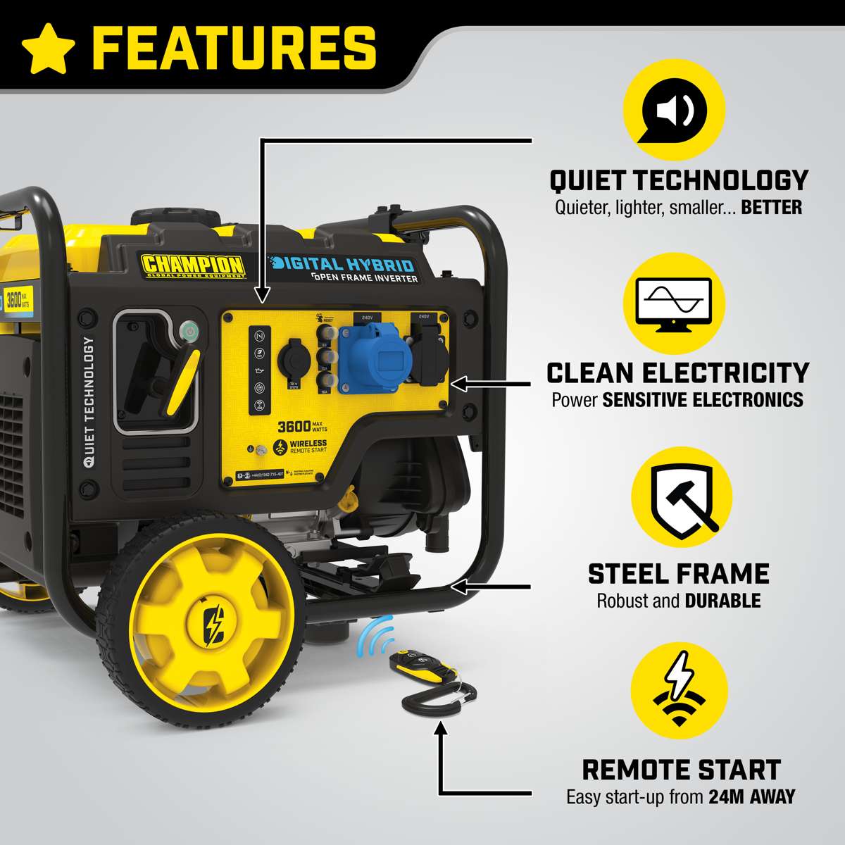 Champion 3600 Watt Digital Hybrid Inverter